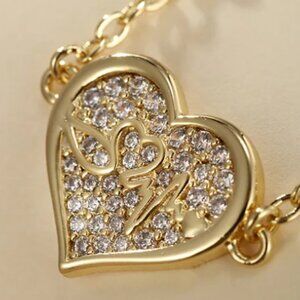 Electrocardiogram Heart Shape 14k Gold Plated Artificial Diamond Alloy Copper
